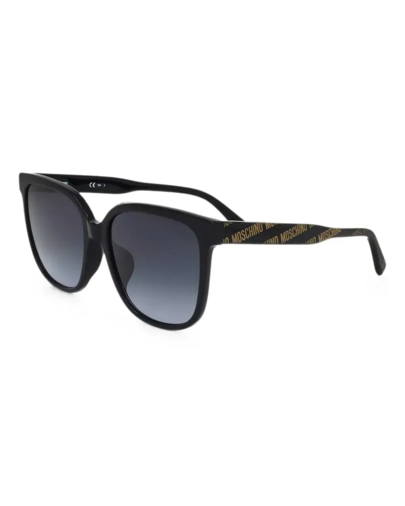Moschino Eckige Sonnenbrille mit Logo-Print - Schwarz Schwarz