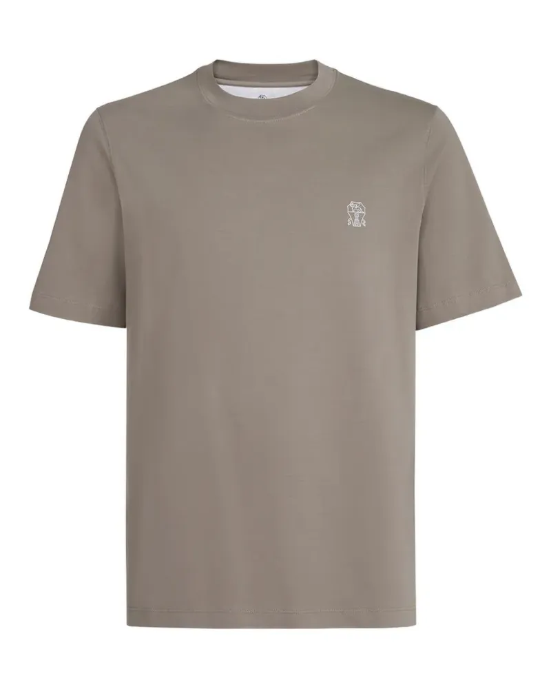 Brunello Cucinelli Solomeo T-Shirt mit Wappen - Braun Braun