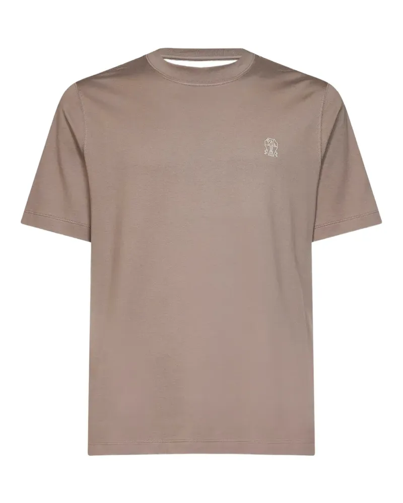 Brunello Cucinelli Solomeo T-Shirt mit Wappen - Braun Braun