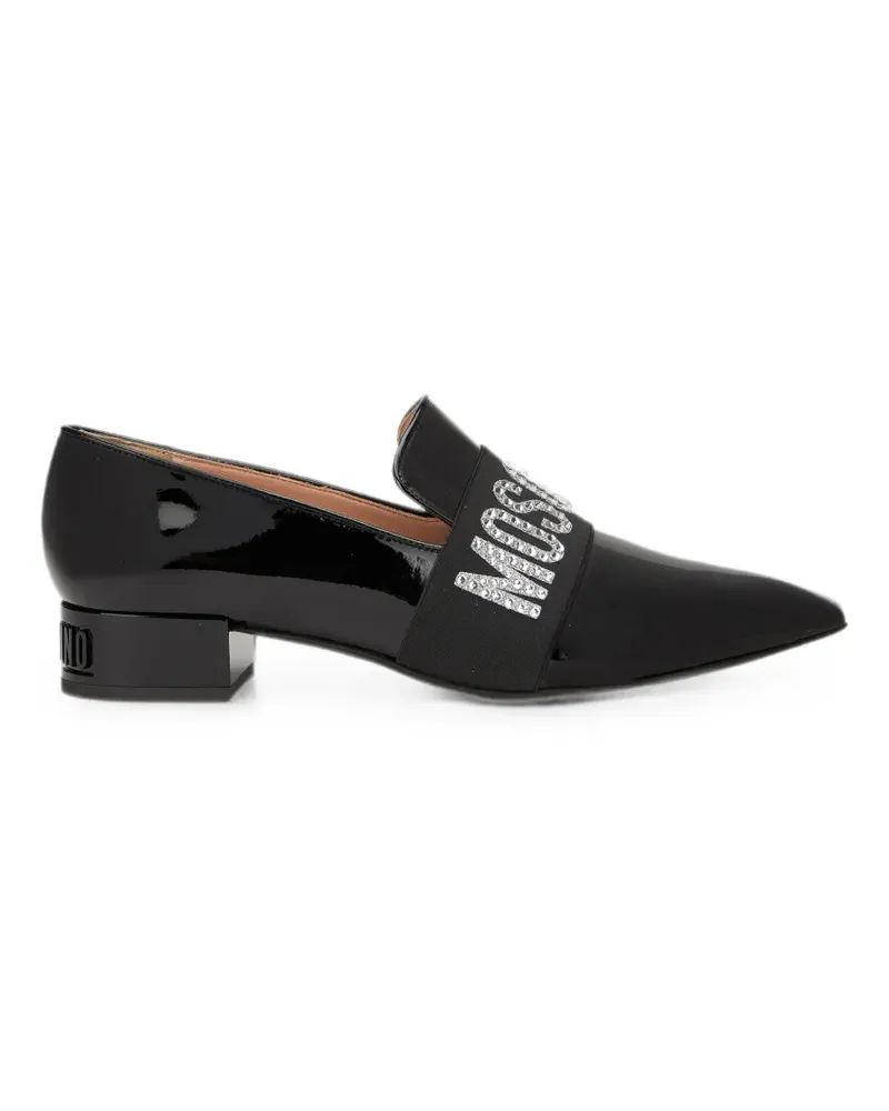Moschino crystal-embellished logo-plaque pumps - Schwarz Schwarz