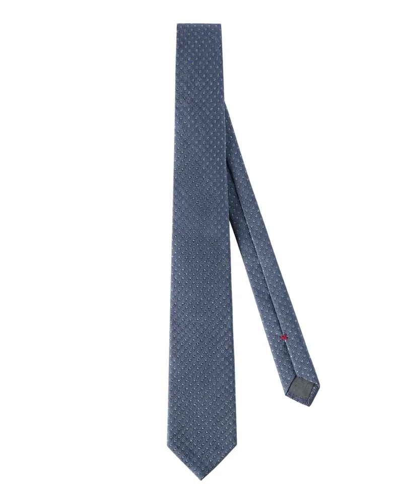 Brunello Cucinelli geometric-pattern silk tie - Blau Blau