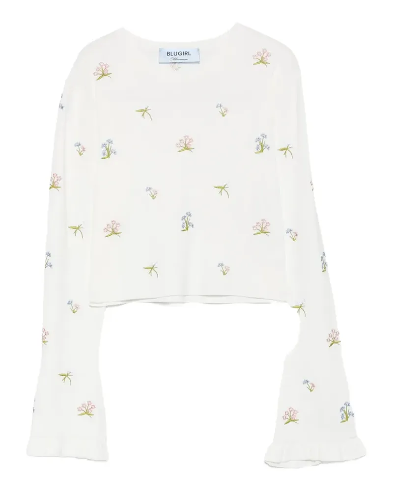 Blumarine floral-embroidered T-shirt - Weiß Weiß