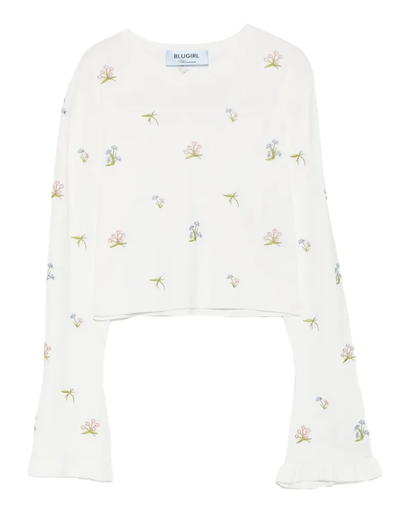 Blumarine floral-embroidered T-shirt - Weiß Weiß