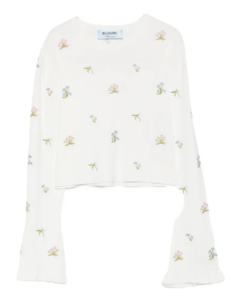 Blumarine floral-embroidered T-shirt - Weiß Weiß