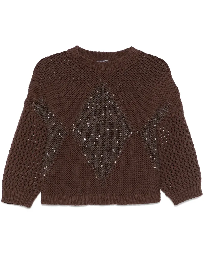 Peserico Jacquard-Pullover mit Pailletten - Braun Braun