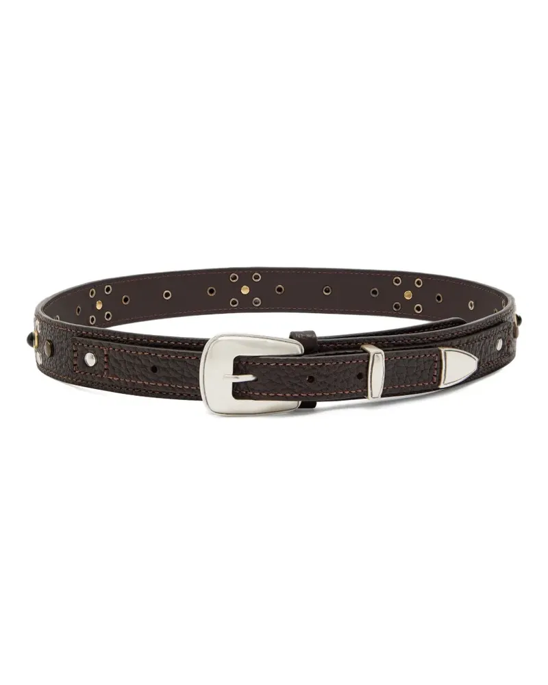 Christophe Lemaire studded grained-leather belt - Braun Braun