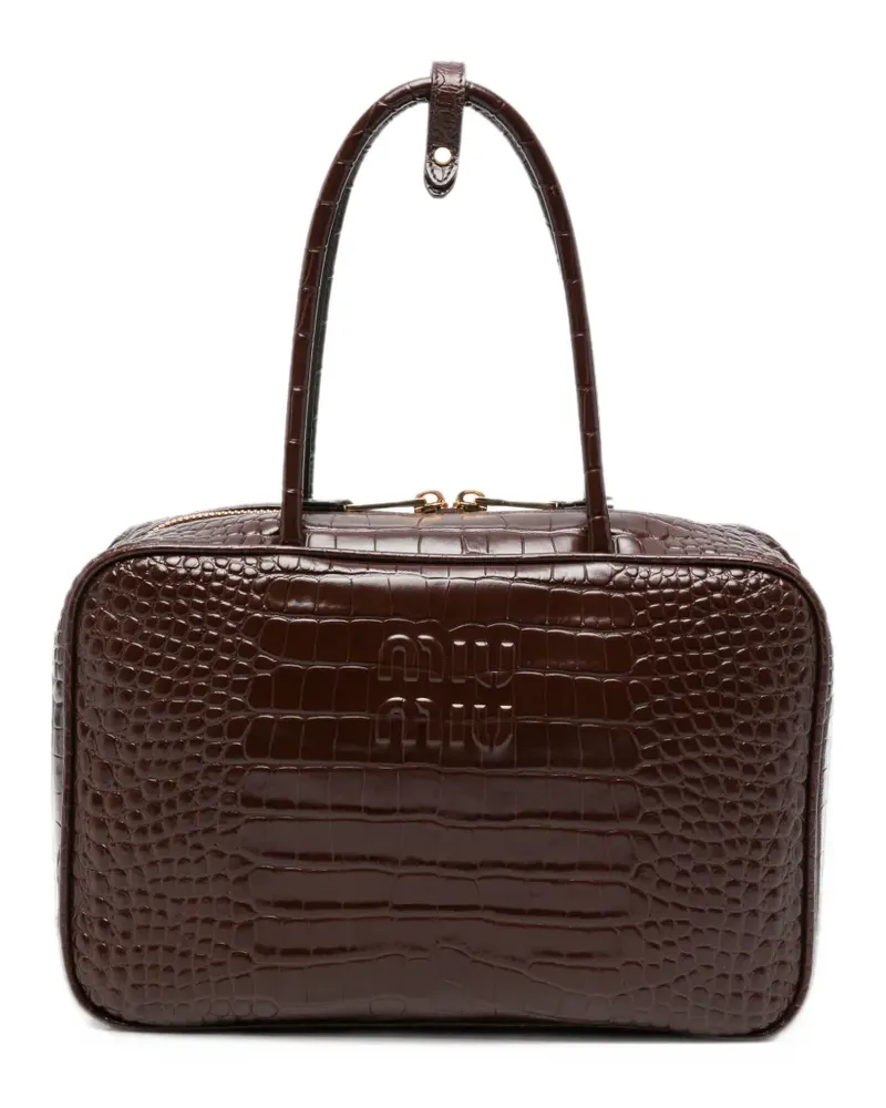 Miu Miu Ark Handtasche in Kroko-Optik - Braun Braun