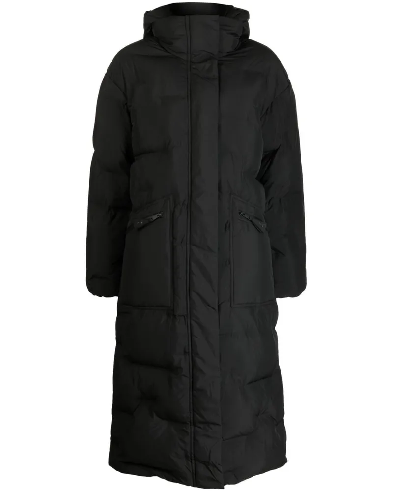 Ganni Gesteppter Kapuzenmantel - Schwarz Schwarz