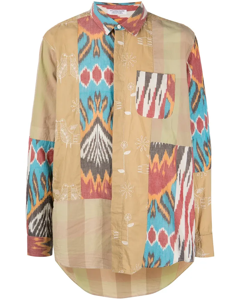 Engineered Garments Langes Hemd im Patchwork-Look - Braun Braun