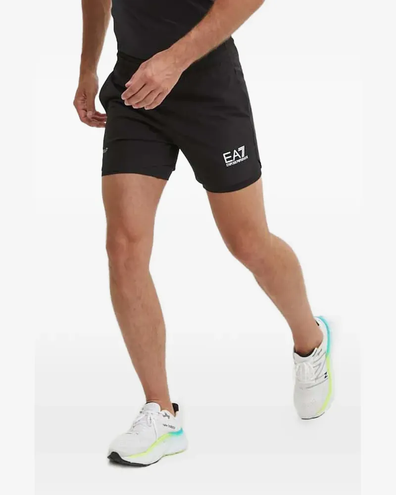 EA7 logo-print track shorts - Schwarz Schwarz