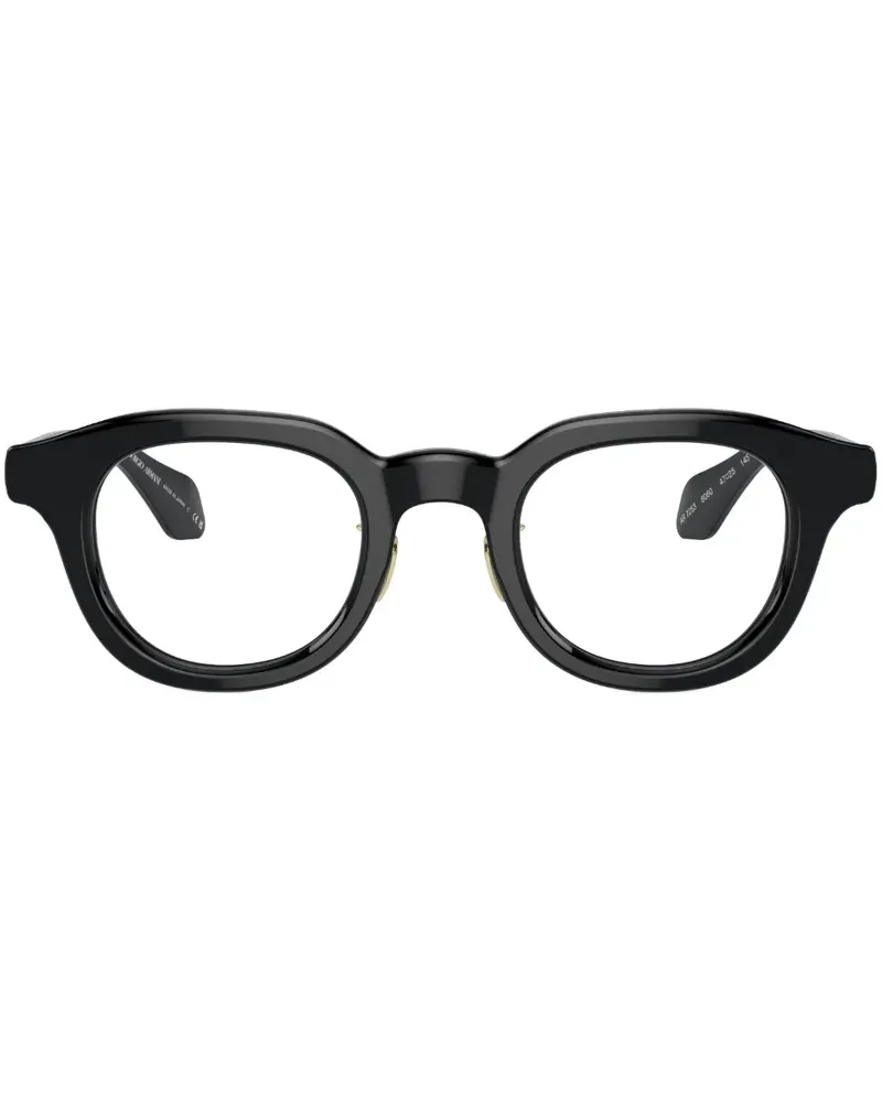 Giorgio Armani Runde Brille mit Logo-Print - Schwarz Schwarz