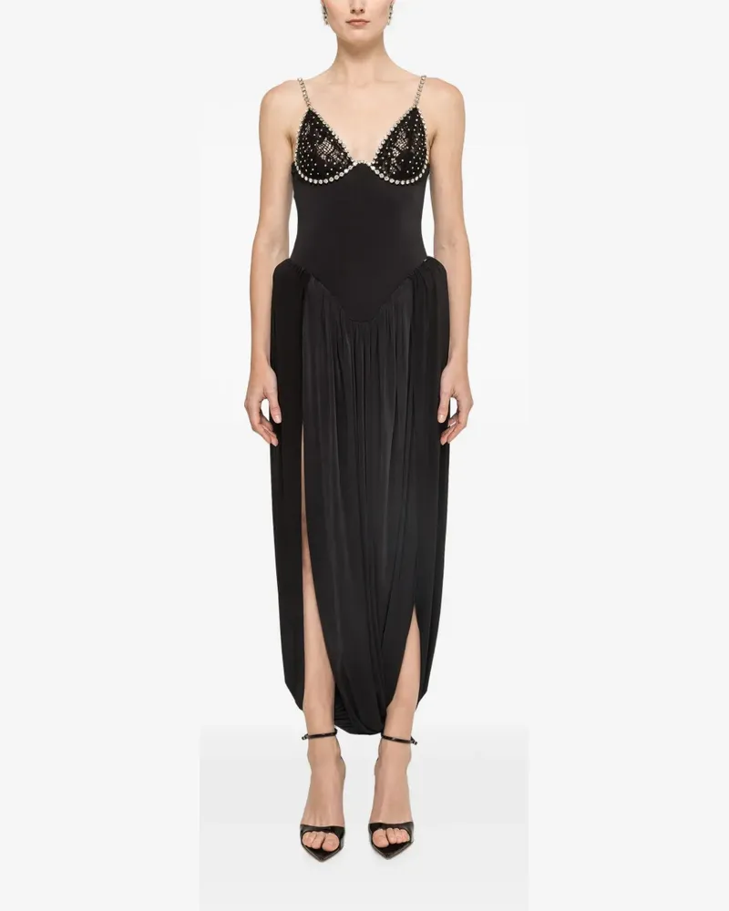 NISSA exaggerated hip midi dress - Schwarz Schwarz