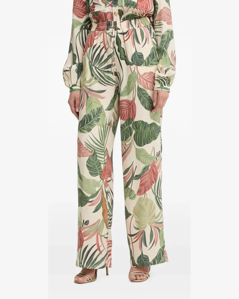 Guess leaf-print wide-leg trousers - Nude Nude