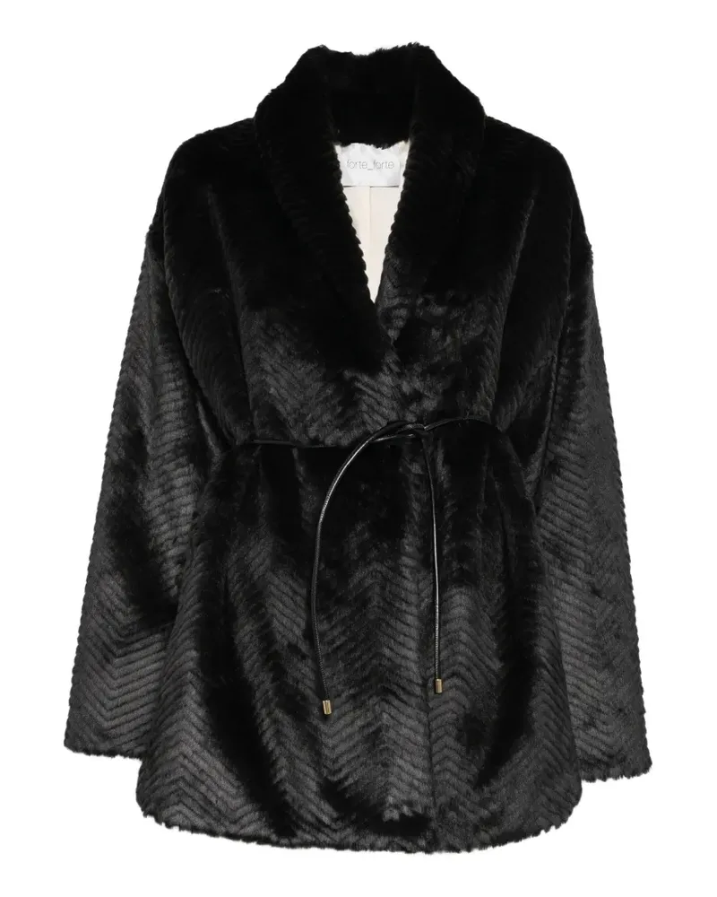 forte_forte Mantel mit Zickzackmuster - Schwarz Schwarz