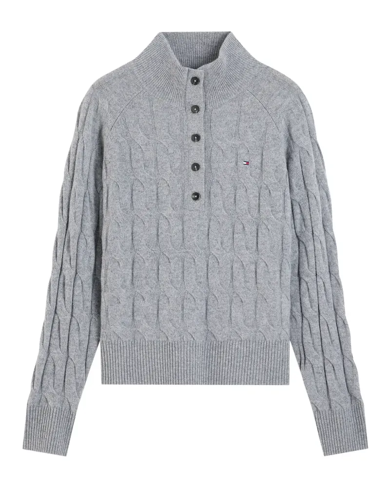 Tommy Hilfiger Geknöpfter Pullover mit Zopfmuster - Grau Grau