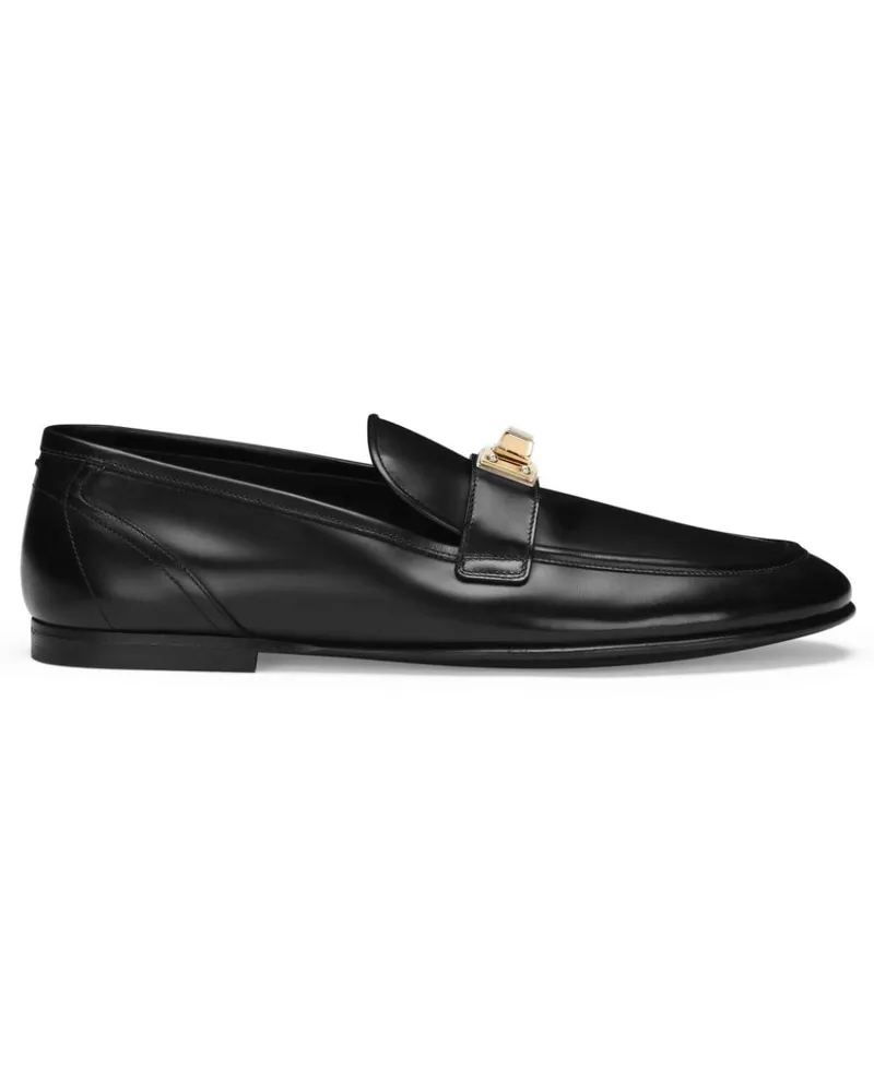 Dolce & Gabbana Loafer mit Logo-Schild - Schwarz Schwarz