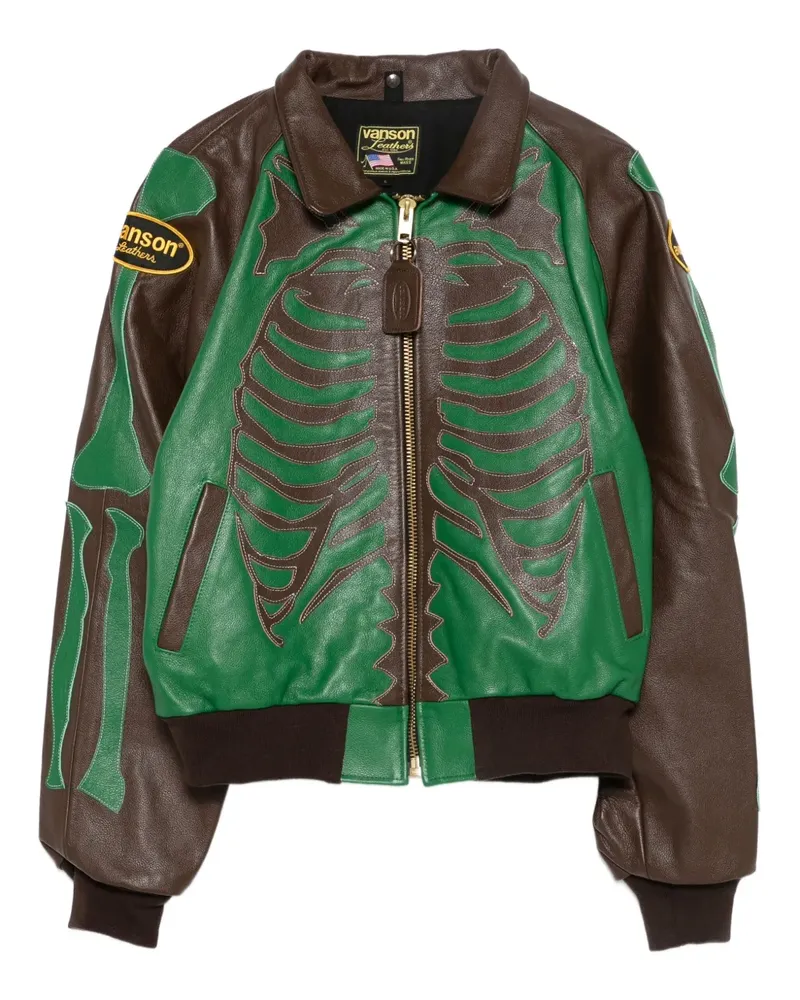 AWAKE NY Vanson Stadium Lederjacke - Braun Braun