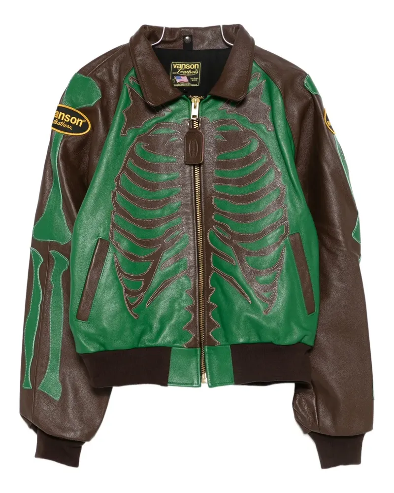 AWAKE NY Vanson Stadium Lederjacke - Braun Braun