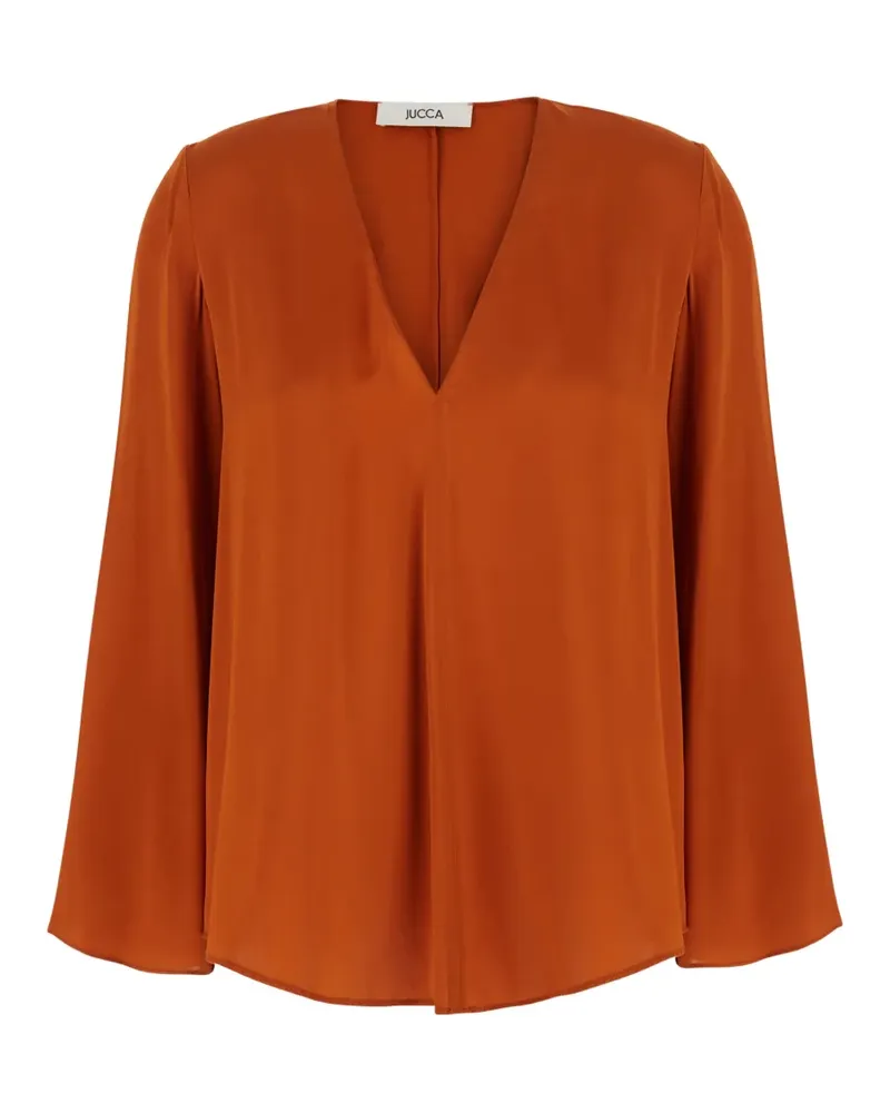 Jucca Seidenbluse mit V-Ausschnitt - Orange Orange