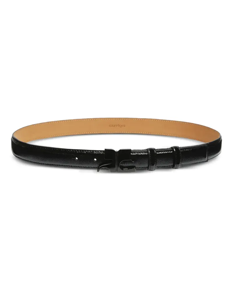 Courrèges AC logo-plaque leather belt - Schwarz Schwarz