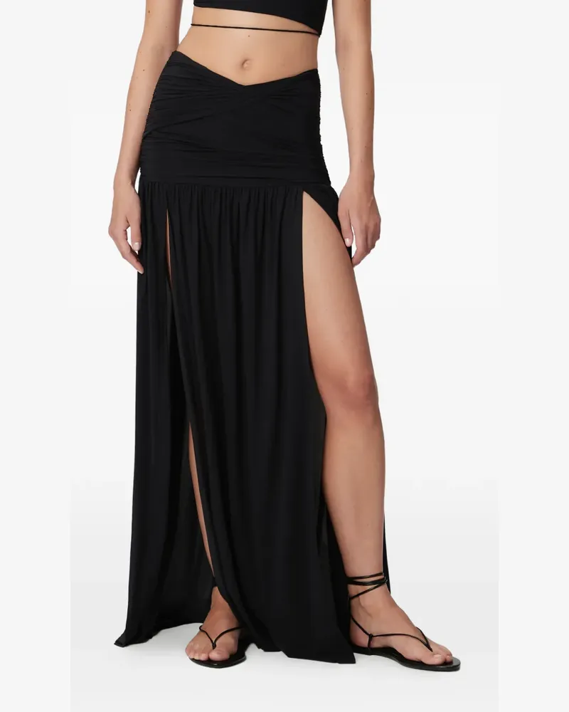 Amazuìn gathered side-slit skirt - Schwarz Schwarz