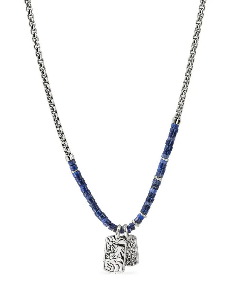 John Hardy Sterlingsilber-Halskette mit Amulett aus Lapislazuli Silber