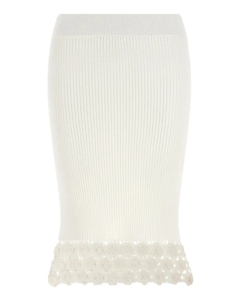 Ganni crochet ribbed midi skirt - Weiß Weiß