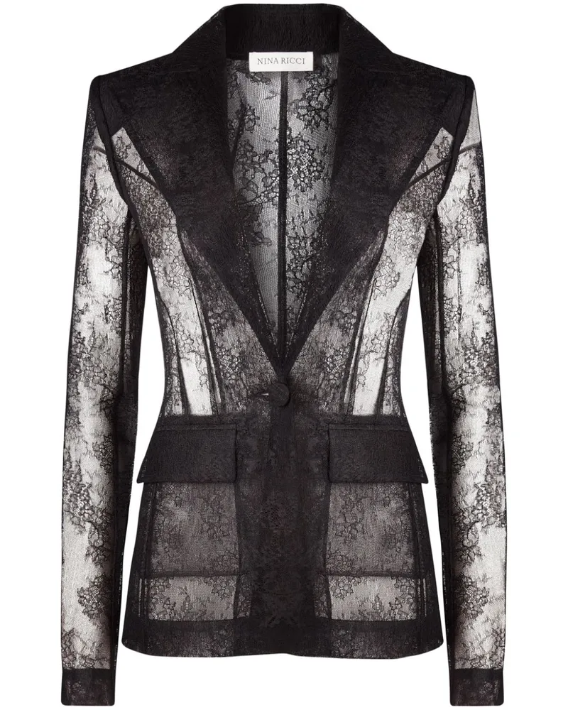 Nina Ricci Blazer mit Chantilly-Spitze Schwarz