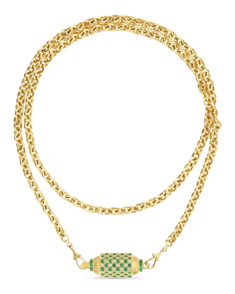 Marie Lichtenberg Check Halskette mit Smaragd und Diamanten - Gold Gold