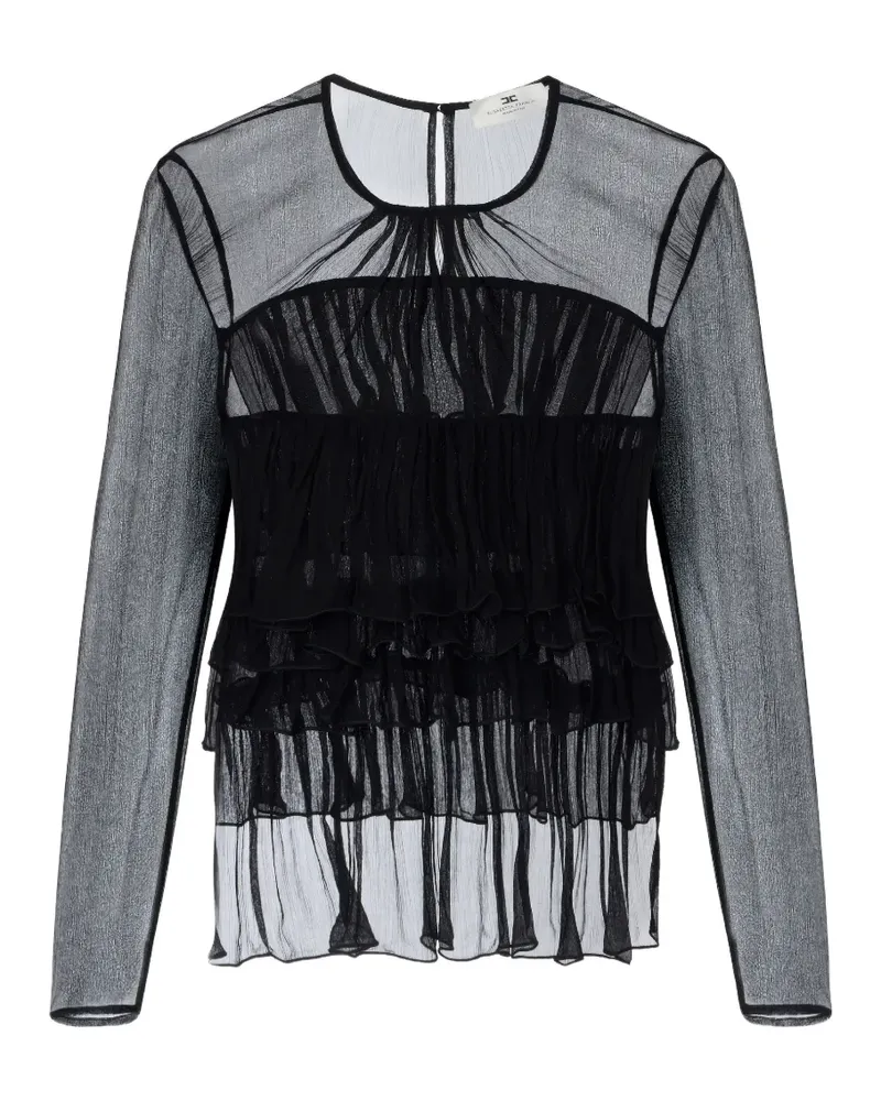 Elisabetta Franchi blouse in crepon fabric with flounces - Schwarz Schwarz
