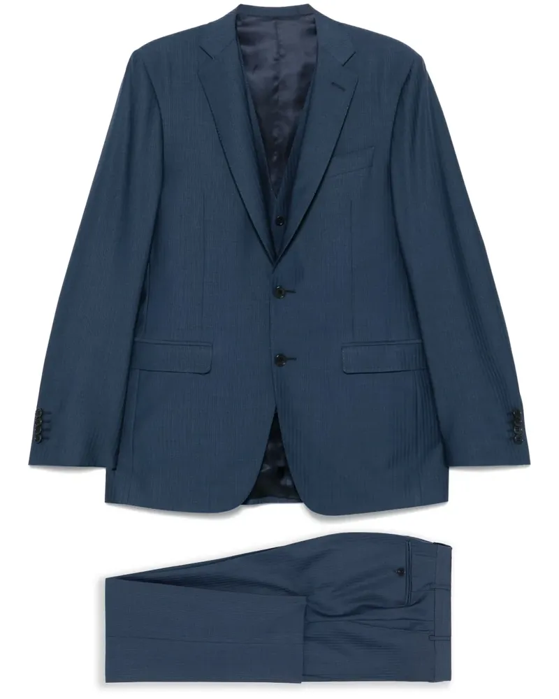 Canali Anzug mit Fischgrätenmuster (3er-Set) - Blau Blau