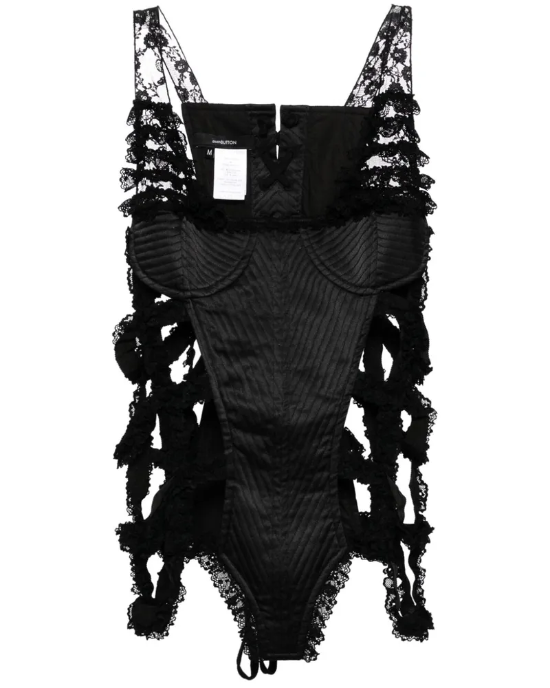 pushBUTTON Ärmellose Bluse mit Spitzenstickerei - Schwarz Schwarz