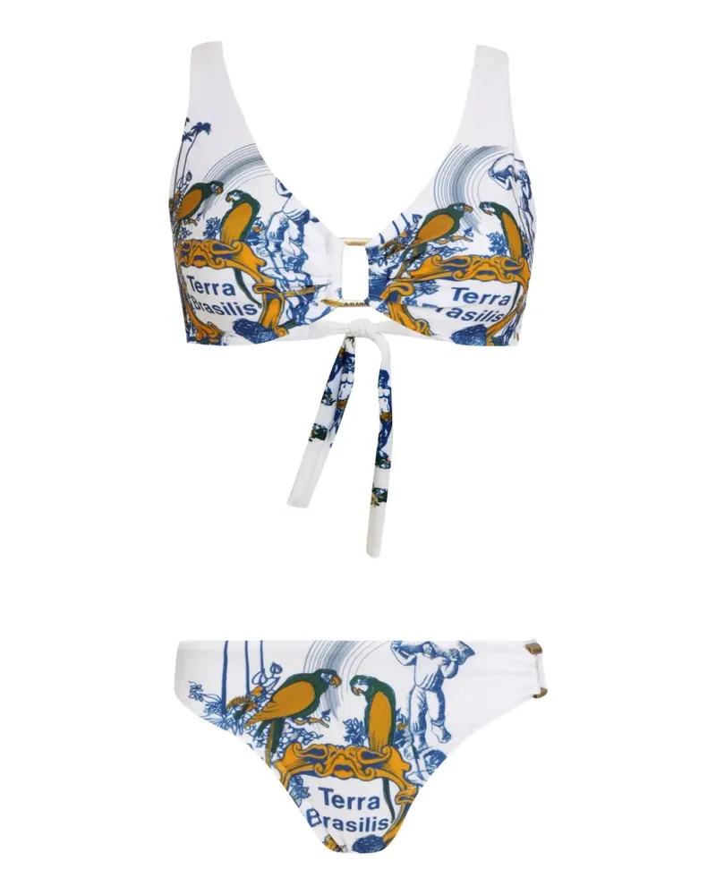 Amir Slama tie-front print bikini - Weiß Weiß