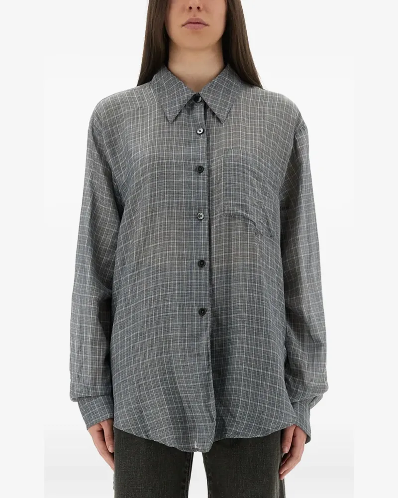 Our Legacy plaid tie-back shirt - Grau Grau