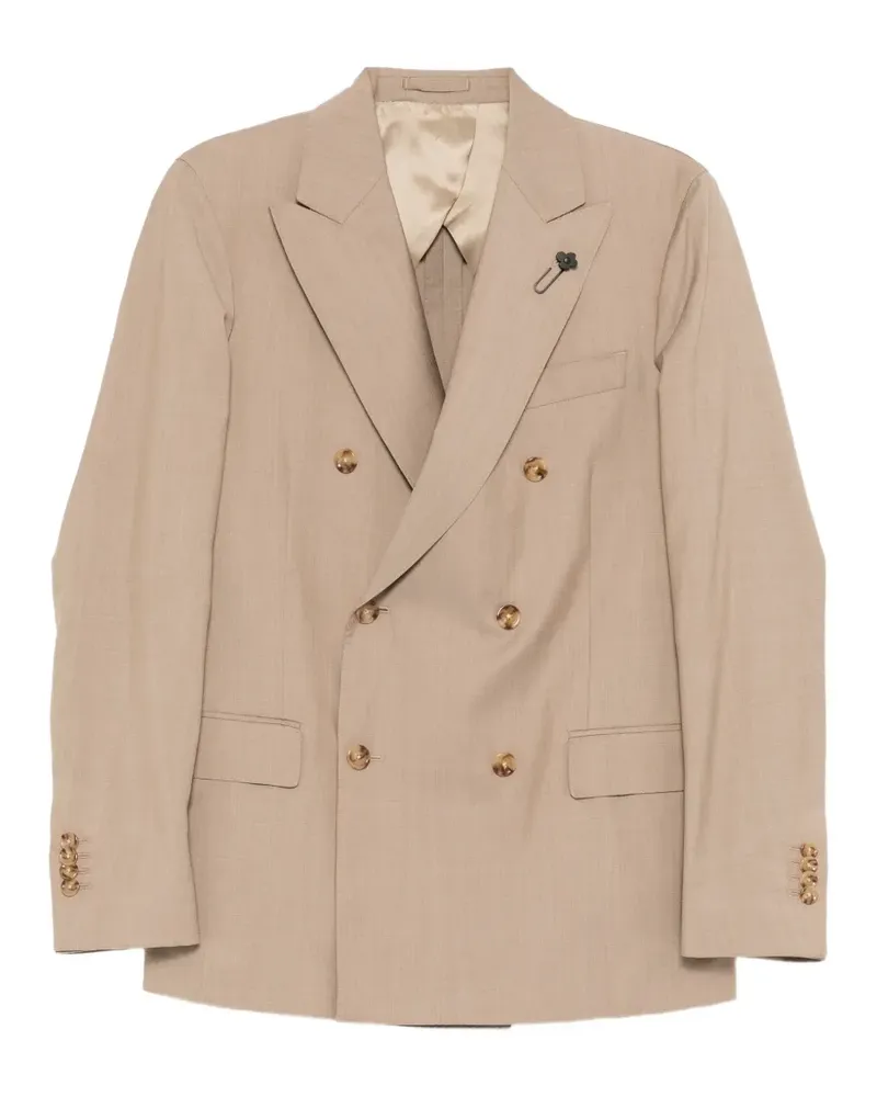 LARDINI double-breasted peak-lapel suit - Nude Nude