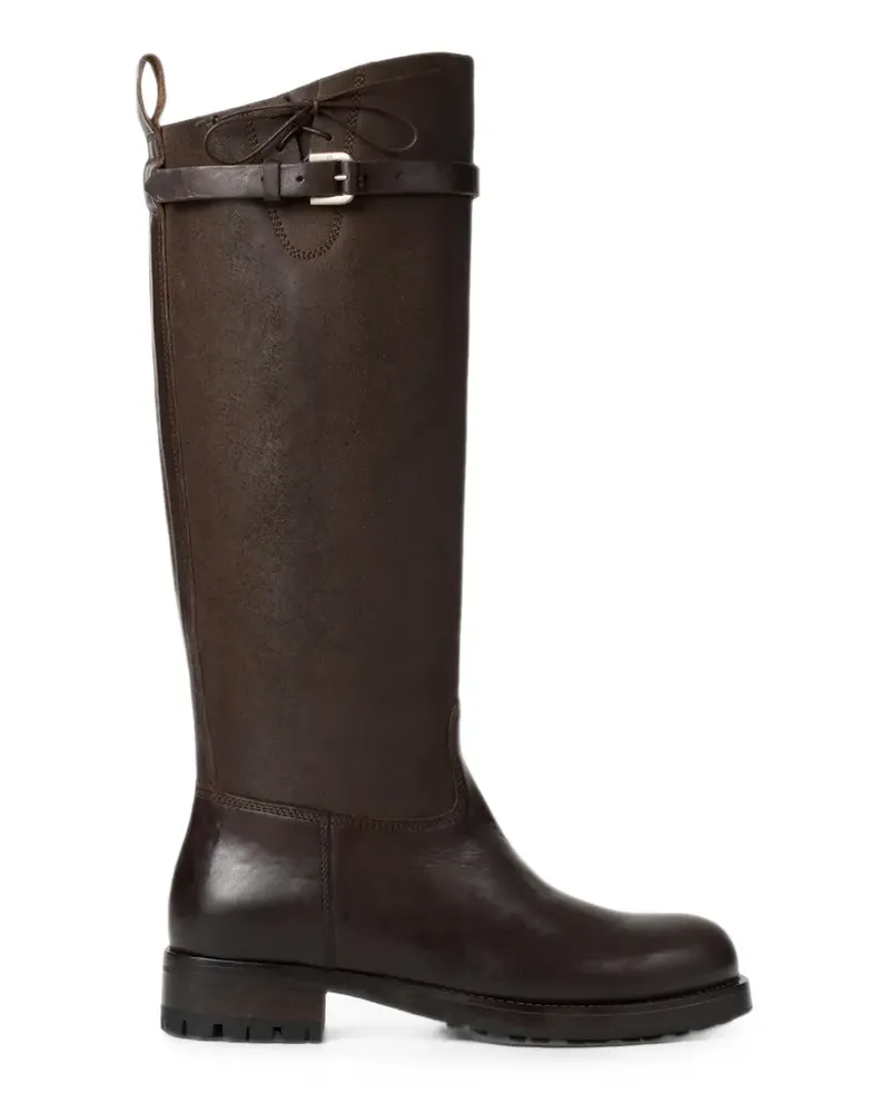 Ralph Lauren Ward buckle-strap leather knee-high boots - Braun Braun