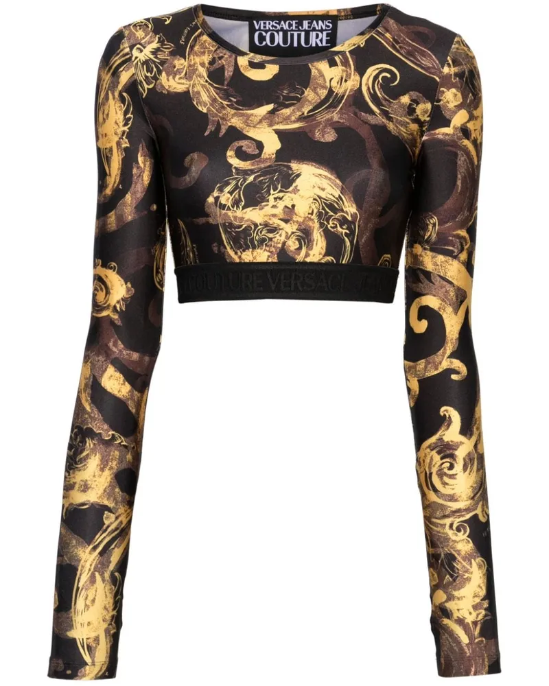 Versace Jeans Watercolour Couture Cropped-Top - Schwarz Schwarz