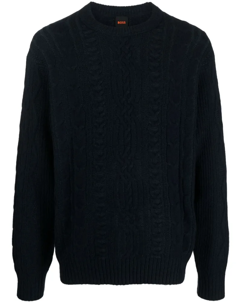 HUGO BOSS Pullover mit Zopfmuster - Blau Blau