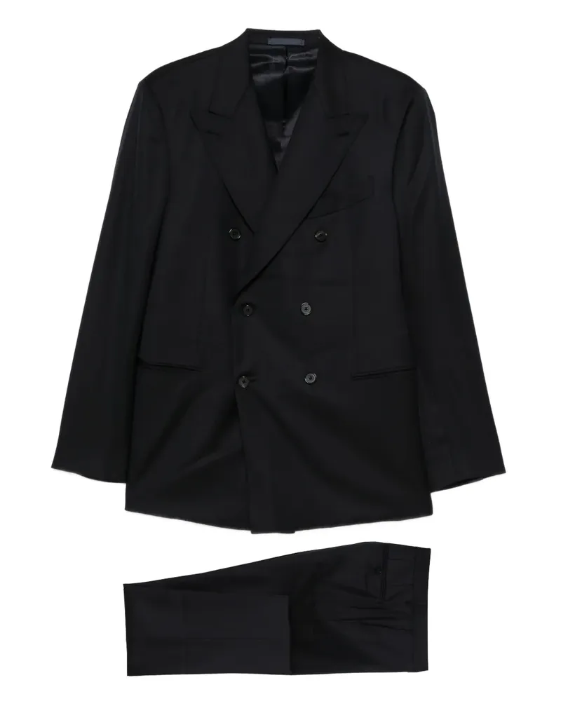 Caruso Doppelreihiger Anzug - Blau Blau