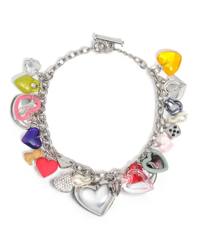 BIMBA Y LOLA silver hearts-multicharm necklace - Silber Silber