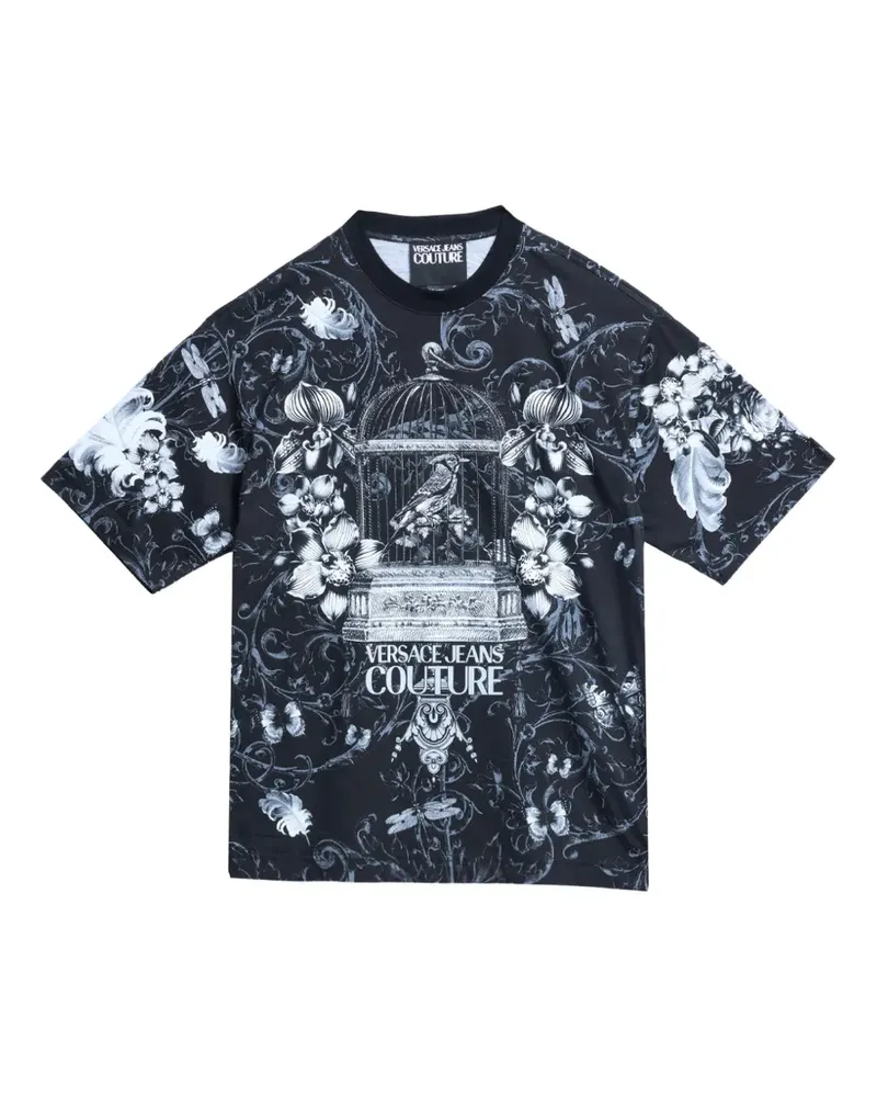 Versace Jeans T-Shirt mit Cabinet de Curiositè-Print - Schwarz Schwarz