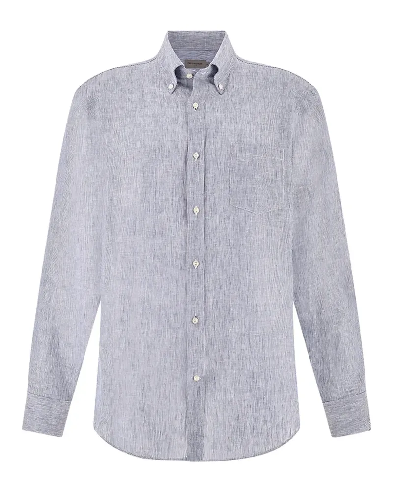 Paul & Shark Gestreiftes Hemd aus Leinen - Blau Blau