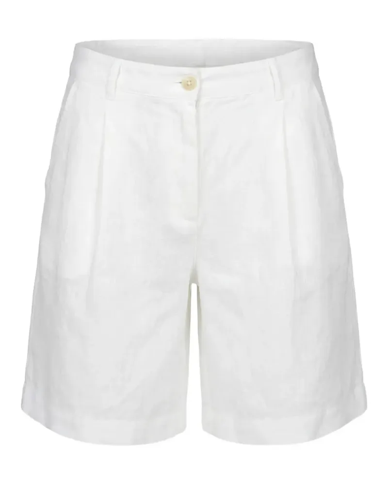 120% Lino pleated linen shorts - Weiß Weiß