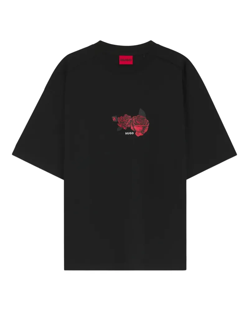 HUGO BOSS T-Shirt mit Blumen-Print - Schwarz Schwarz