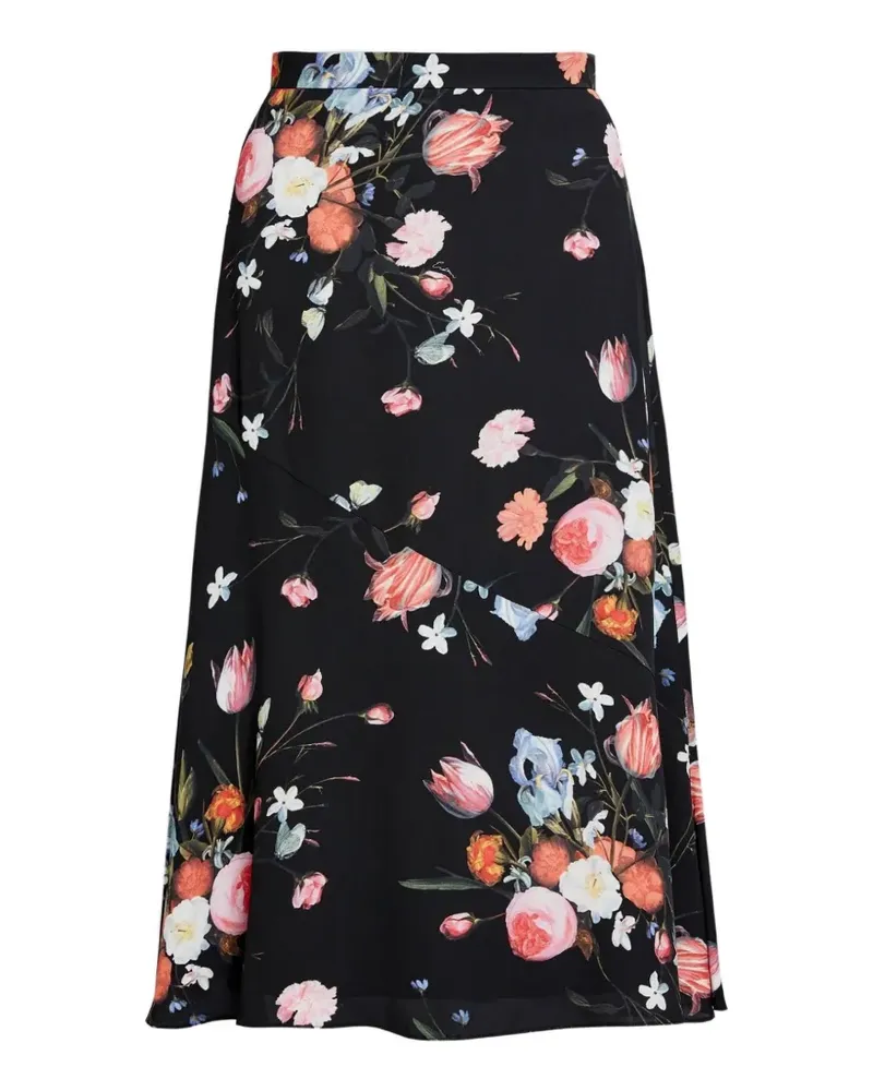 Erdem Midirock mit Blumen-Print - Schwarz Schwarz