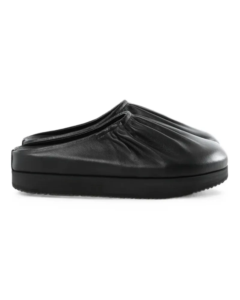 Yohji Yamamoto Geraffte Mules mit Plateau - Schwarz Schwarz