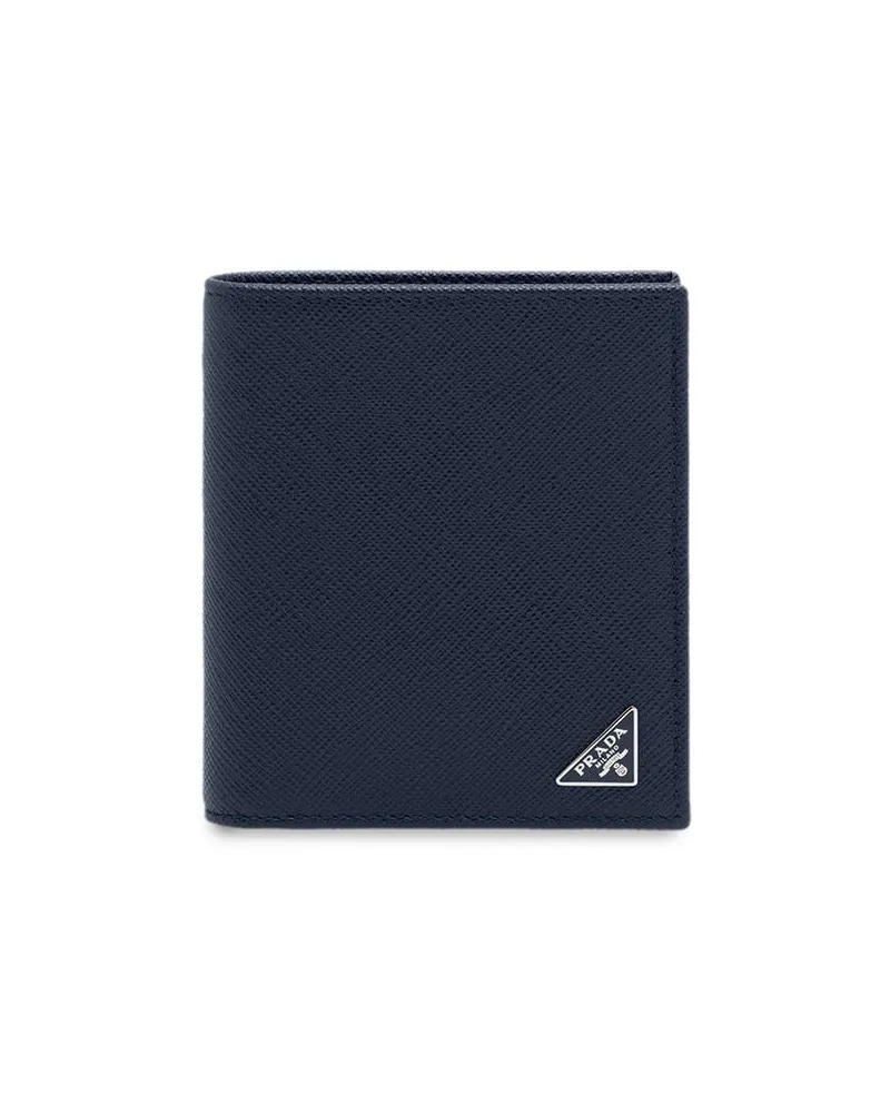 Prada Portemonnaie mit Logo-Schild - Blau Blau