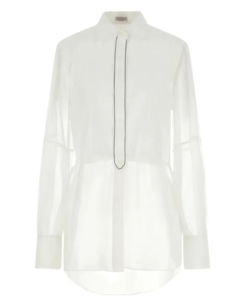 Brunello Cucinelli Hemd mit Organza-Ärmeln - Weiß Weiß
