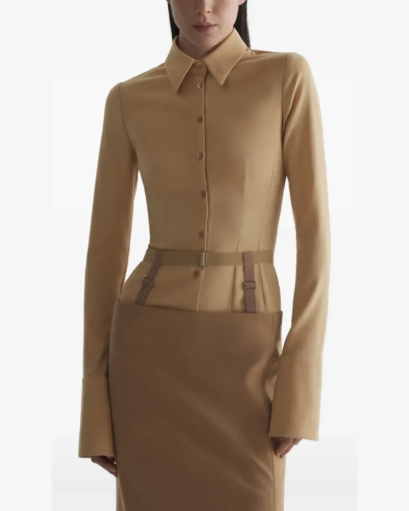 Thierry Mugler Hemd mit Gürtel - Braun Braun