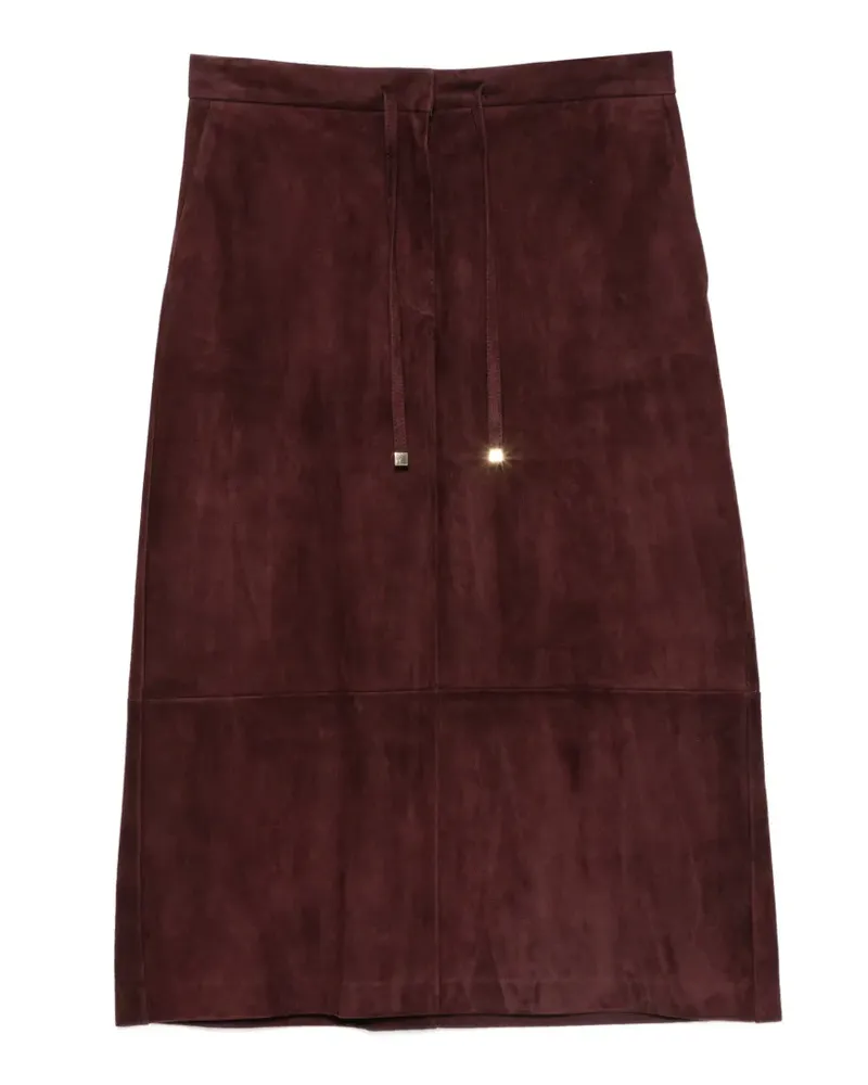 Max Mara Midirock aus Wildleder mit Kordelzug - Rot Rot